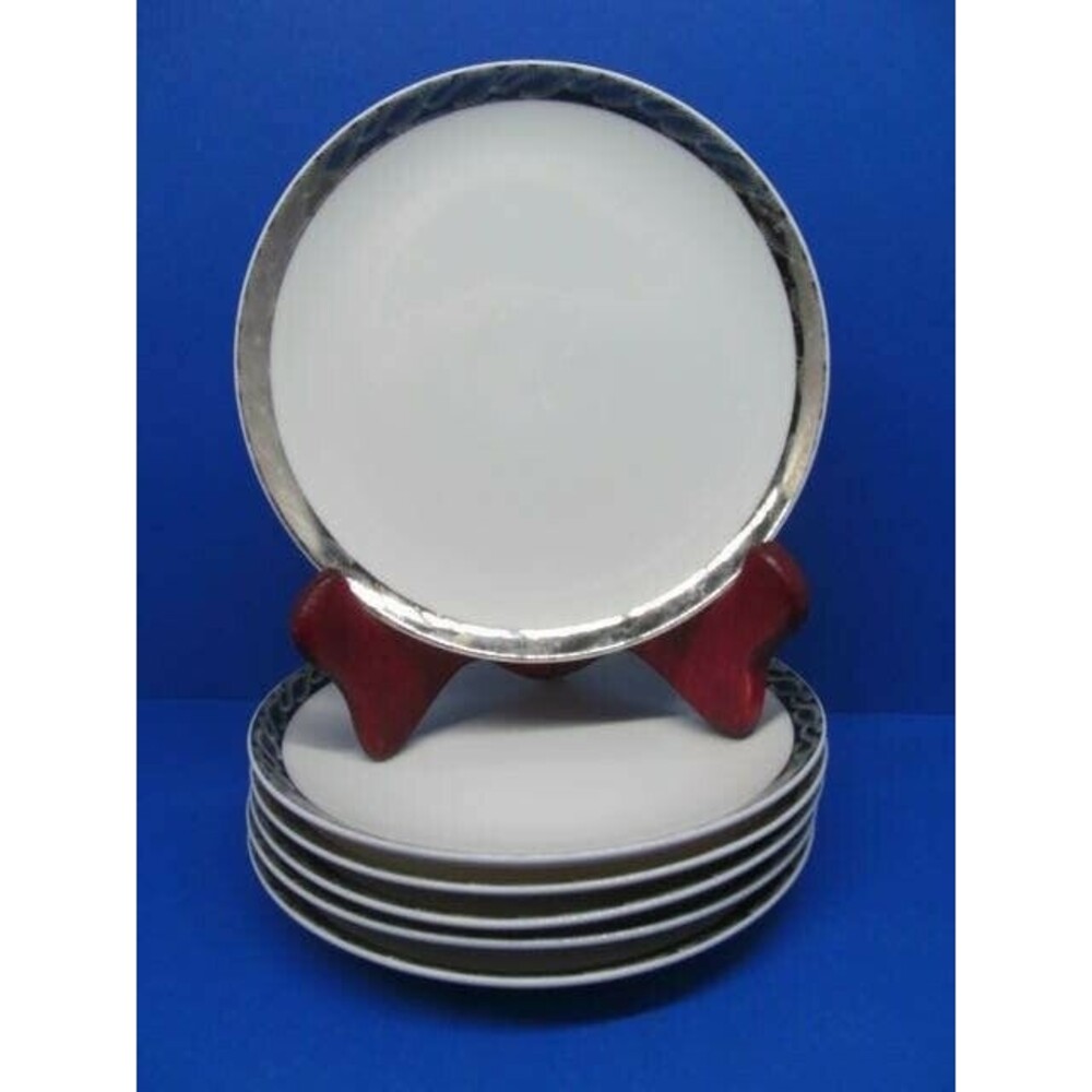 Fukagawa Arita Silver Lichen Pattern 6 3/8"  Bread & Butter Dessert Plates (6)